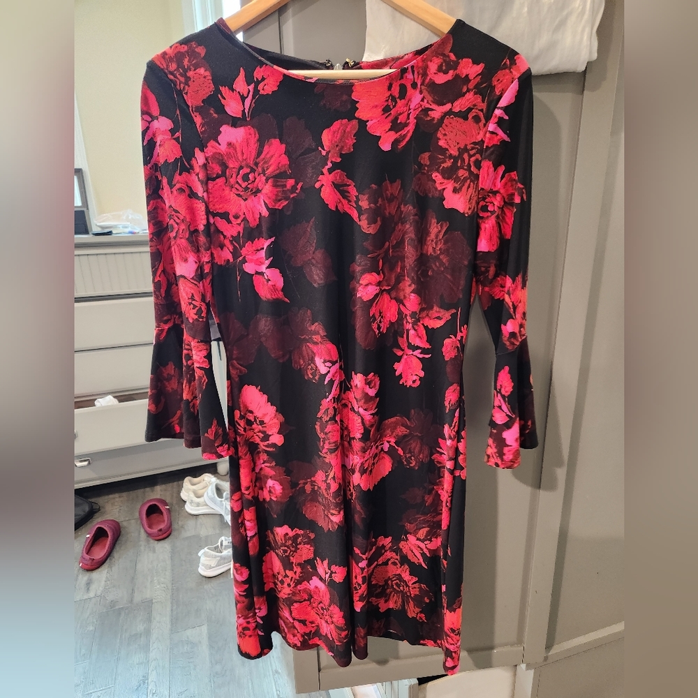Tommy Hilfiger Bell Sleeve Black Floral